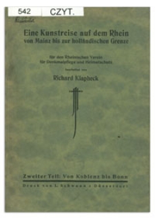 Eine Kunstreise auf dem Rhein von Mainz bis zur holländischen Grenze. Tl. 2, Von Koblenz bis Bonn