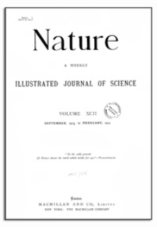 Nature : a Weekly Illustrated Journal of Science. Volume 92, 1913 November 20, [No. 2299]