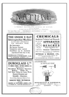 Nature : a Weekly Illustrated Journal of Science. Volume 102, 1918 September 12, [No. 2550]