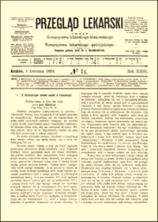 O dzisiejszym stanie nauki o transfuzyi : wykład miany w Tow. lek. krak. przez prof. Mikulicza, Przegląd Lekarski, R. 23, nr 14, s. 189-191