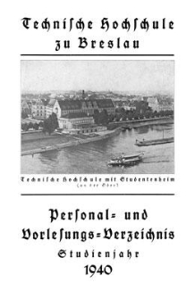 Personal- und Vorlesungs-Verzeichnis : Studienjahr 1940