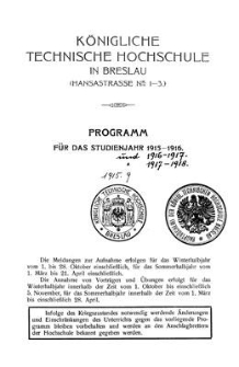 Programm für das studienjahr 1915-1916 [und 1916-1917, 1917-1918]