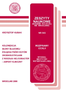 Kolonizacja błony śluzowej żołądka psów i kotów drobnoustrojami z rodzaju Helicobacter : aspekt kliniczny