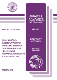 Wpływ niektórych zabiegów uprawowych na porażenie ziemniaków chorobami wirusowymi i ich plonowanie na plantacjach nasiennych w rejonie Wrocławia