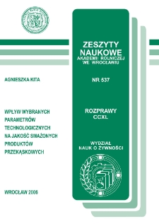 Wpływ wybranych parametrów technologicznych na jakość smażonych produktów przekąskowych