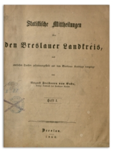 Statistische Mittheilungen über den Breslauer Landkreis : aus amtlichen Quellen zusammengestellt und dem Breslauer Kreistage vorgelegt. H. 1