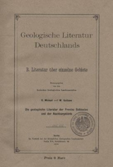 Die geologische Literatur der Provinz Schlesien und der Nachbargebiete