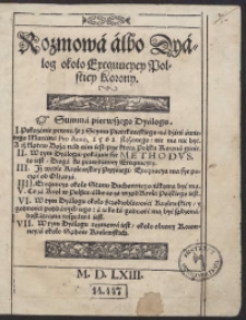 Rozmowa albo Dyalog około Exequucyey Polskiey Korony