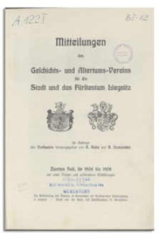 Mitteilungen des Geschichts- und Altertums-Vereins f&uuml;r die Stadt und das F&uuml;rstentum Liegnitz. H. 2, f&uuml;r 1906 und 1908
