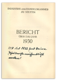 Bericht über das Jahr 1930