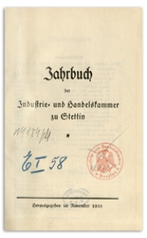 Jahrbuch der Industrie- und Handelskammer zu Stettin. 1935