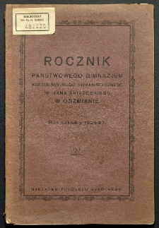 Rocznik Państwowego Gimnazjum Koedukacyjnego Humanistycznego im. Jana Śniadeckiego w Oszmianie