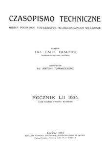 Czasopismo Techniczne. R. 52, 10 stycznia 1934, Nr 1