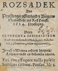 Rozsądek abo przestroga z gwiazd i biegów niebieskich na rok 1624