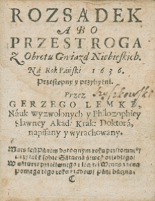 Kalendarz świąt rocznych na rok 1636 Grzego Lemki