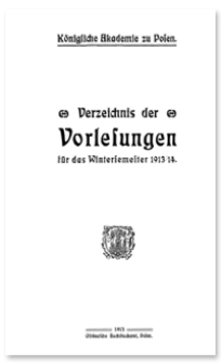 Verzeichnis der Vorlesungen für das Wintersemester 1913/14