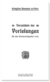 Verzeichnis der Vorlesungen für das Sommersemester 1914