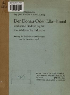 Der Donau-Oder-Elbe-Kanal und seine Bedeutung für die schlesische Industrie