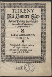 Threny Na Smierć [...] Katarzyny Branickiey [...]