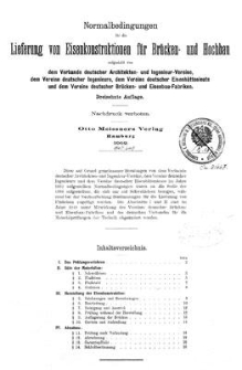 Normalbedingungen für die Lieferung von Eisenkonstruktionen für Brücken- und Hohbau