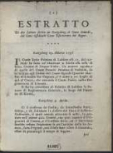 Estratto Di due Lettere scritte da Konigsberg al. Conte Zaluski dal Conte Ossolinski [&hellip;]
