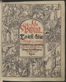 [Biblia nieświeska] Biblia. To iest księgi starego y nowego przymierza znowu z ięzyka Ebreyskiego, Greckiego, Łacińskiego na polski przełożone