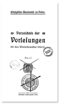 Verzeichnis der Vorlesungen für das Wintersemester 1916/17