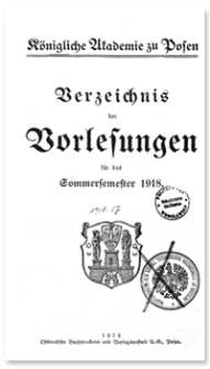 Verzeichnis der Vorlesungen für das Sommersemester 1918