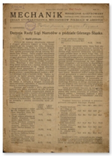 Mechanik : miesięcznik ilustrowany poświęcony sprawom techniki : organ Stowarzyszenia Mechaników Polskich w Ameryce, Rok IV, styczeń 1922, Zeszyt I