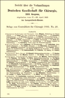 Die chirurgische Behandlung der Basedow'schen Krankheit : Bericht über die Verhandlungen deutschen Gesellschaft für Chirurgie, XXIV. Kongress, Beilage zum Centralblatt für Chirurgie, 1895, No. 27, S. 67-71