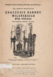 Znaczenie baroku wileńskiego XVIII. stulecia