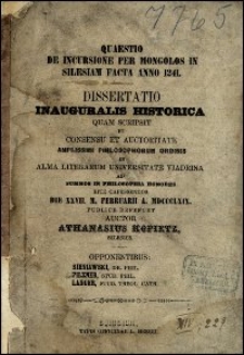 Quaestio de incursione per Mongolos in Silesiam facta anno 1241