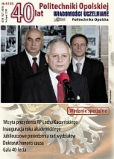 Wiadomości Uczelniane : pismo informacyjne Politechniki Opolskiej : wydanie specjalne, nr 4 (153), listopad 2006