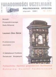 Wiadomości Uczelniane : pismo informacyjne Politechniki Opolskiej, nr 4 (91), styczeń 2001