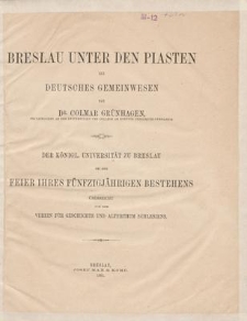 Breslau unter den Piasten als deutsches Gemeinwesen