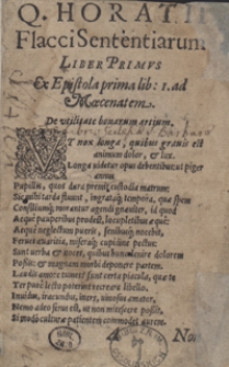 Sententiae et Loci quidam insigniores, ex antiquoribus maximeque probatis Poetis Ordine collecti, ac in libros quinque digesti In usum studiosae iuventutis in Collegio Posnaniensi Societatis Jesu [...]