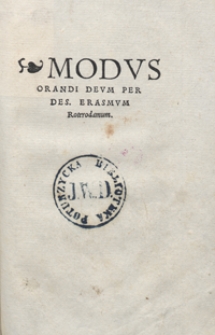 Modus Orandi Deum [...]