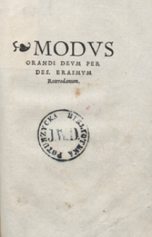 Modus Orandi Deum [...]