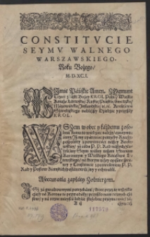 [Uniwersał sejmu warszawskiegoz dn. 15 stycznia 1591 r.]