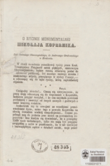O rycinie monumentaln&eacute;j Mikołaja Kopernika : list Antoniego Oleszczyńskiego do Ambrożego Grabowskiego w Krakowie