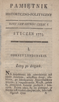 Pamiętnik Historyczno-Polityczny Przypadk&oacute;w, Ustaw, Os&oacute;b, Miejsc i Pism wiek nasz szczeg&oacute;lnie interesujących. R.1785 T.1 (Styczeń)