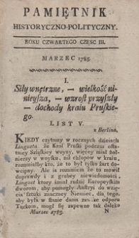 Pamiętnik Historyczno-Polityczny Przypadk&oacute;w, Ustaw, Os&oacute;b, Miejsc i Pism wiek nasz szczeg&oacute;lnie interesujących. R.1785 T.1 (Marzec)