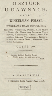 O sztuce u dawnych, czyli Winkelman Polski, Stanisława Potockiego. Część Iwsza