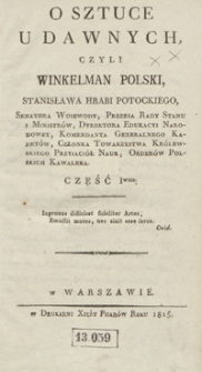 O sztuce u dawnych, czyli Winkelman Polski, Stanisława Potockiego. Część Iwsza