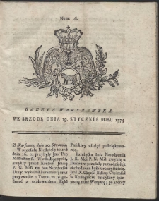 Gazeta Warszawska. R.1774 Nr 6