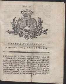 Gazeta Warszawska. R.1774 Nr 19