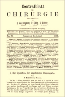 Zur Operation der angeborenen Blasenspalte, Centralblatt f&uuml;r Chirurgie, 1899, Jg. 26, No. 22, S. 641-643