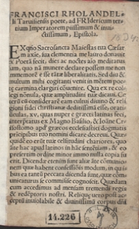 Oratiunculae XV ex Magno Basilio et Joanne Crisostomo in latinum ex graeco versae a Francisco Rholandelli [...] atque Friderico tertio Imperatori adscriptae [...]