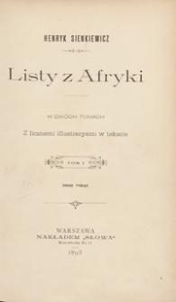 Listy z Afryki : w dwóch tomach. Tom I. – Drugi tysiąc