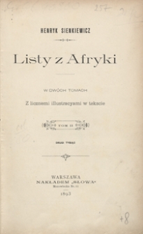 Listy z Afryki : w dwóch tomach. Tom II. – Drugi tysiąc